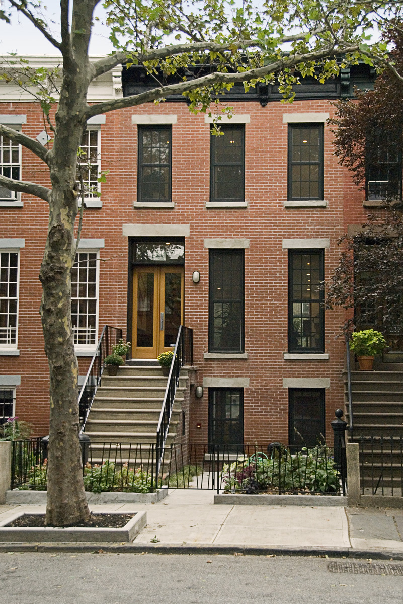 The traditional rowhouse facade was maintained