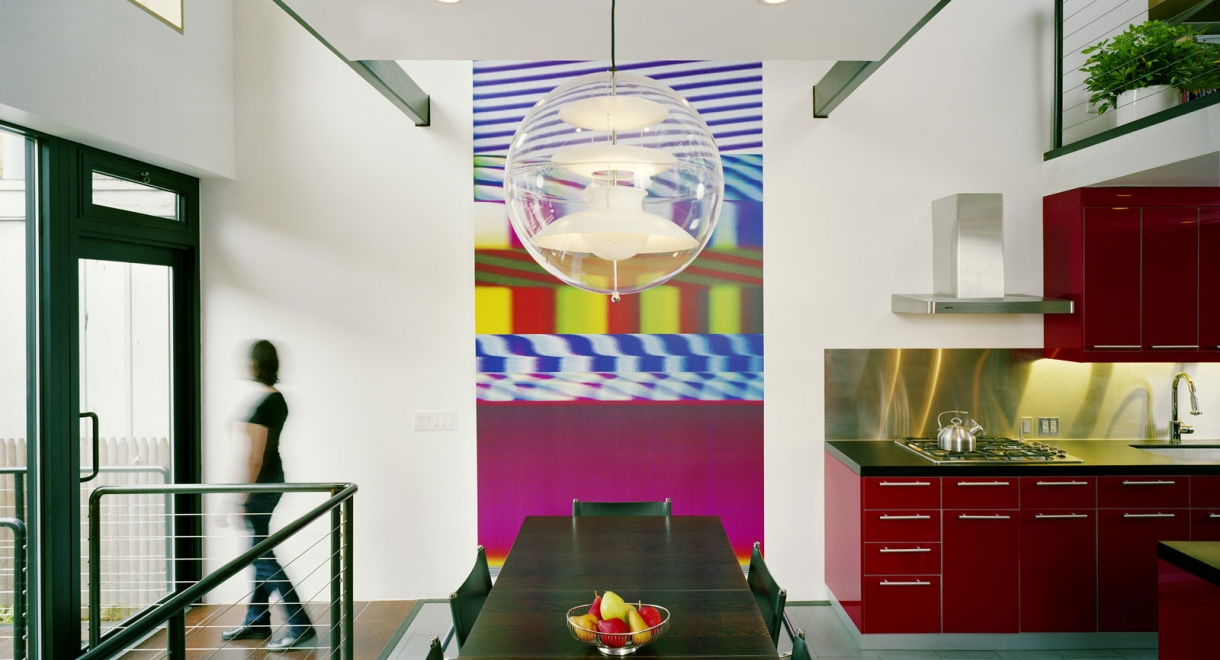 Digital mural in kitchen/dining area (garden level)